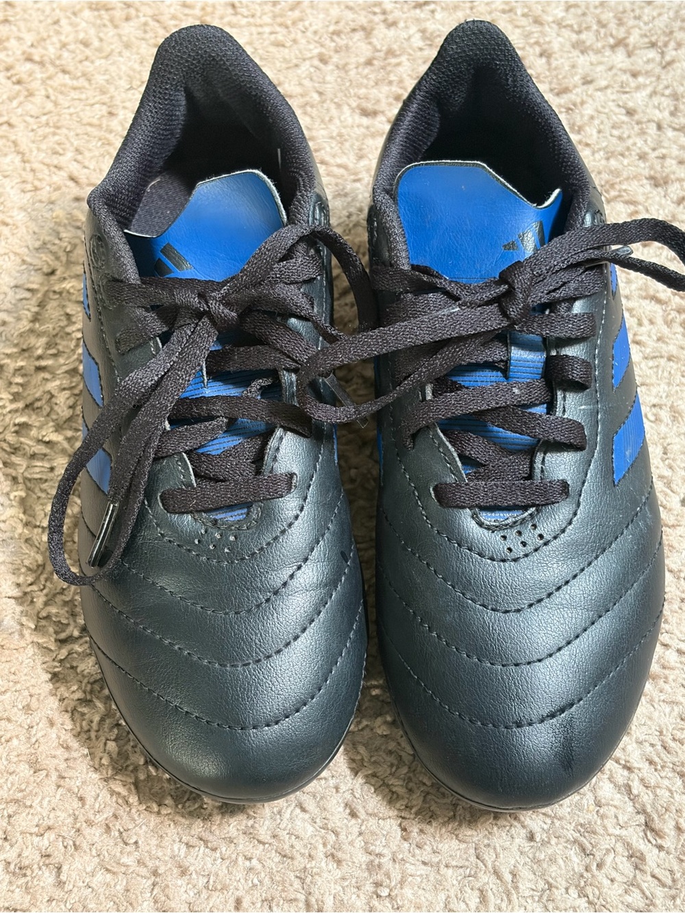 adidas Kids Black and Blue Soccer Cleats